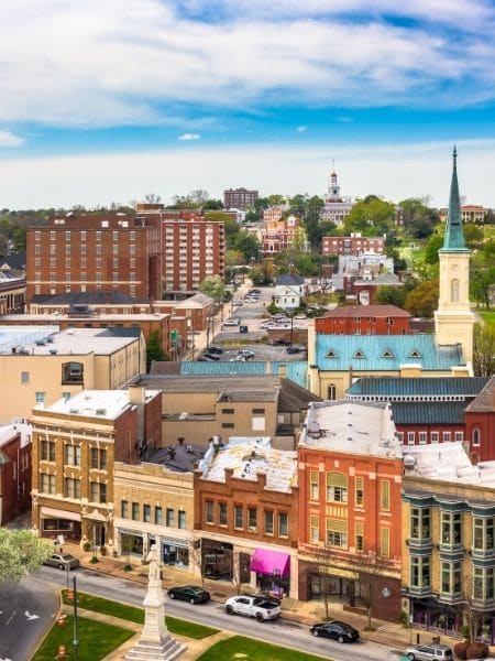 Downtown Macon Georgia commercial buildings and business district skyline